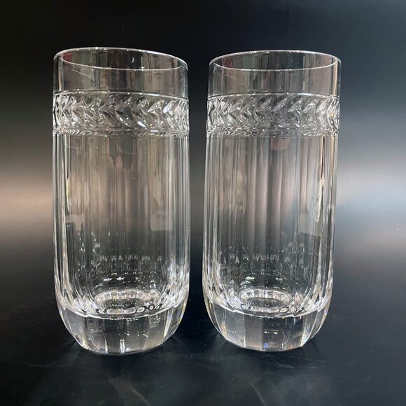 Villeroy Boch Miss Desiree Highball Tumblers Laurel Wreath Glasses Set of 2 - Picture 2 of 7
